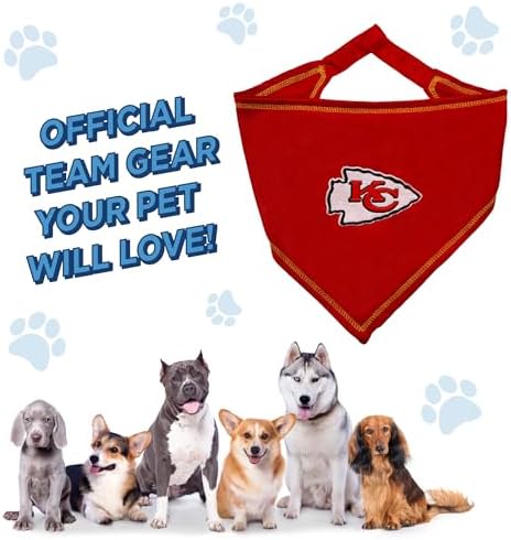 NFL Kansas City Chiefs TIE Bandana, Large/X-Large. Dog Bandana Scarf Bib for Pet Cat Dog. The Ultimate Game-Day, Party Bandana
