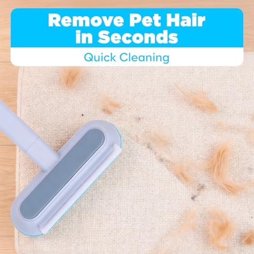 Pet Hair Removal Tool, Reusable Pet Hair Remover for Furniture, Couch, Carpet & Bedding, 17.3" Handle, Wide 7.3" Head, Mini Detail Brush, Easy Clean