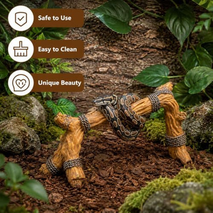 Layhit 5 Pcs Snake Climbing Branch Ring Reptile Wood Trunk Tank Decor Reptile Climbing Habitat Accessory for Terrarium Tree Trunk Ornament Gecko Frog Chameleon Spider