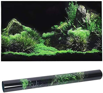 Aquarium Background Static Cling Black Fish Tank Backdrop Wallpaper PVC Poster Removable No Glue Underwater Decor for Fish Tanks 24x11.8 24x15.7 29.9x18.1 35.8x19.7 48x18.1 Inches