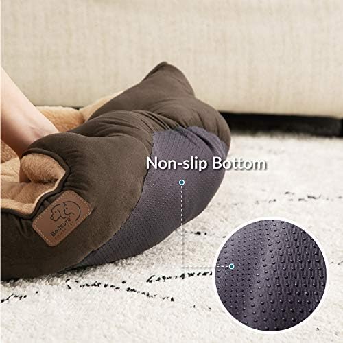 Bedsure Small Dog Bed Washable,Round Cat Beds for Indoor Cats,20in Brown