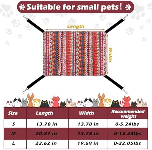 Jetec 2 Pack Cat Hammock for Cage, Ethnic Pattern, L