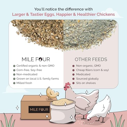 Mile Four Organic Chicken Feed, Layer Mash, Non-GMO, US Grown 2 lbs(2 Pack)