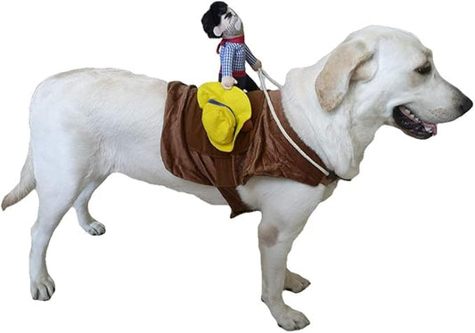 SEIS Pet Riding Costume Novelty Pet Supplies Cowboy Rider Horse Riding Designed Dog Apparel Party Dressing up Clothing Halloween (XL)