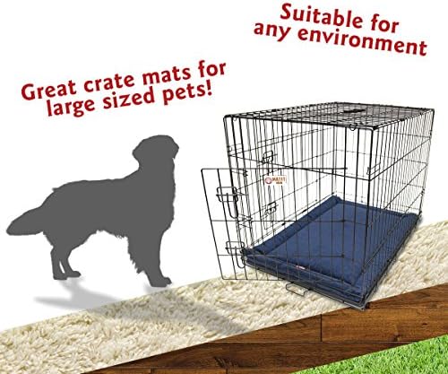 Majestic Pet Dog Crate Mat - Machine Washable Soft Plush Pet Bed Pad for Crates & Kennels | USA Crafted | 42"x26" Villa Navy