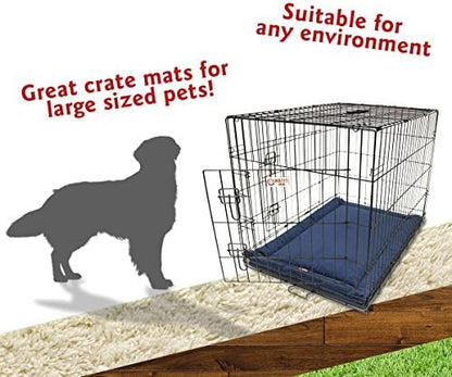 Majestic Pet Dog Crate Mat - Machine Washable Soft Plush Pet Bed Pad for Crates & Kennels | USA Crafted | 42"x26" Villa Navy