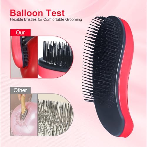 Small Dog Brush, Skin-friendly Soft Bristles (Rose Red)