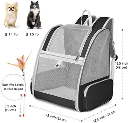 Cat Backpack Carrier, Ventilated Dog Mesh Backpack Carrier for Small Pet