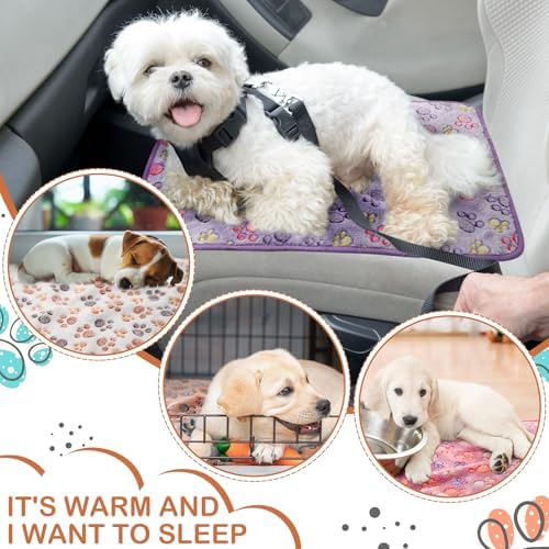 Reginary 4 Pcs Guinea Pig Fleece Cage Liners, Paw Print, 28 x 41 Inch