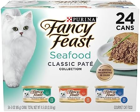 Purina Fancy Feast Seafood Pate Wet Cat Food Variety Pack (24) 3oz Cans