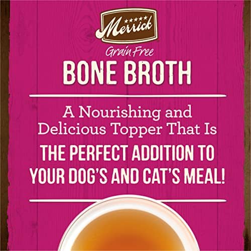 Merrick Grain Free Bone Broth, Premium Human Grade and Gluten Free Dog and Cat Food Topper Pouches, Turkey - 16 oz. Pouch (Pack of 3)