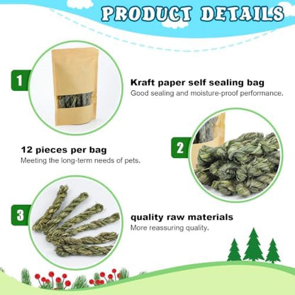 12pcs Timothy Hay Grass-Stick Chew Toys - Natural Dental Chew Snacks for Rabbits, Bunnies & Small Pets: Guinea Pigs, Chinchillas, Hamsters