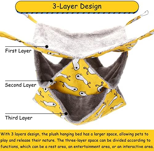 3 Tier Ferret Rat Hammock, Guinea Pig Cage Accessories, Yellow