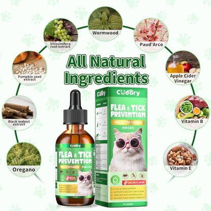 Flea and Tick Prevention for Cats –Cudory Fleas Drops with Multivitamin