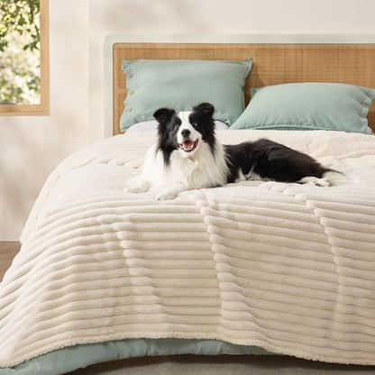 Bedsure ComfyFleece™ Waterproof Blanket for Bed, Queen（86"x108"） Cream