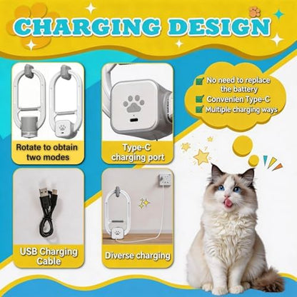Interactive cat toy, Electric cat teaser, Door clip, 2 Motion modes,Gray