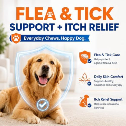 Carmelie Flea and Tick Prevention for Dogs, Flea & Tick + Itch Relief Chews