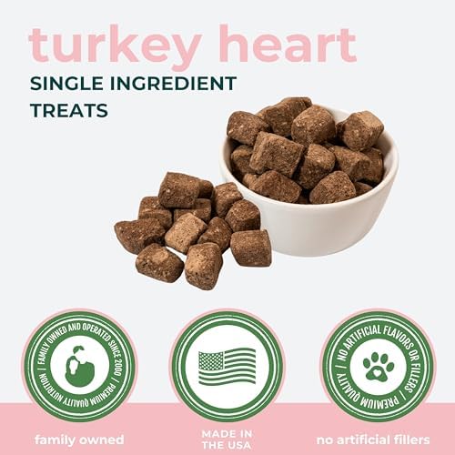 Momentum Carnivore Nutrition Freeze-Dried Turkey Heart Dog Treats & Cat Treats – Single-Ingredient, High-Protein, Grain-Free, Lean & Easily Digestible – Made in USA – 3 oz Bag