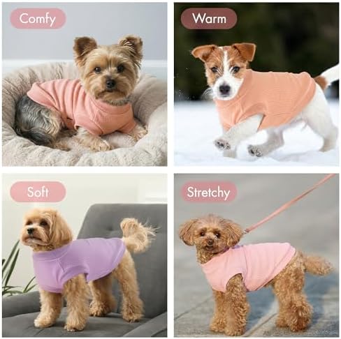 3 Pack Dog Shirt for Small Supplies Functional Waffle Dog Clothes Warm Soft Sweatshirt Outfit for Dogs Cats Pet Apparel