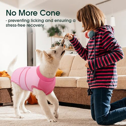 Kuoser Dog Recovery Suit, Female Male Spay Neuter Surgery Suit, Pink, XL