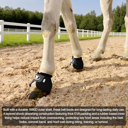 Horse Bell Boots for Outdoor Sports (Black, XL)