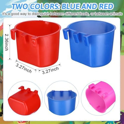 Ctosree 100 Pcs Cage Cups 8 oz Chicken Feeder, Blue, Red, Rose Red, Green