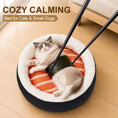 Sushi Cat Bed, Calming Small Dog Bed 21in, Washable