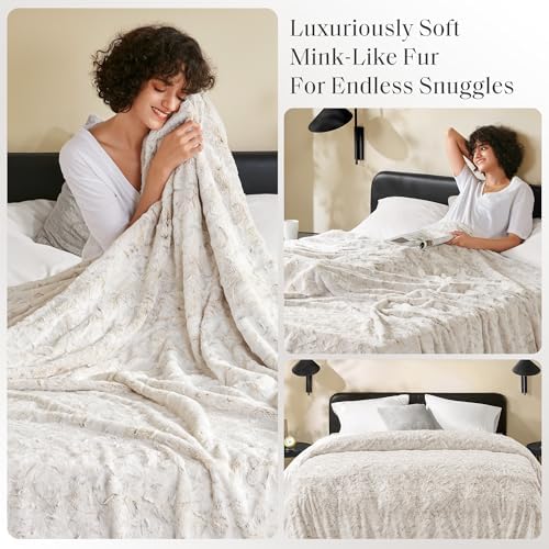 Madison Park Zuri Ultra Soft Faux Fur Twin Blanket Reversible, Snow Leopard