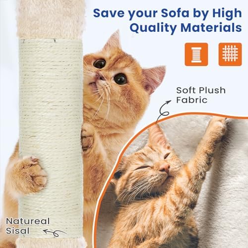 ABCPET 82" Tall Heavy-Duty Multi-Level Large Cat Tree Tower, Beige