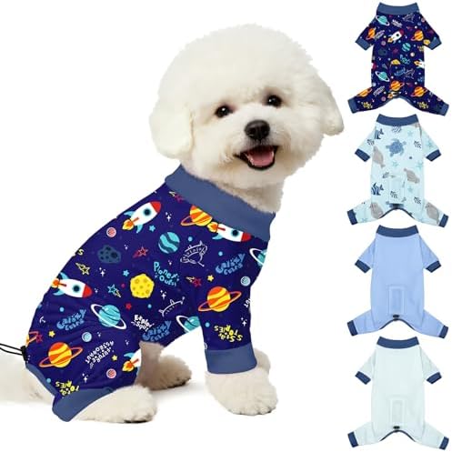 Bienbee Dog Pajamas, 4 Pack Adjustable Onesies for Small to Large Dogs M