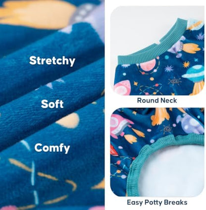 KYEESE Velvet Dog Pajamas for Small Dogs Soft Onesie Shirt, Spaceship