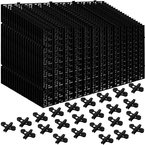 18Pcs Aquarium Fish Tank Divider Plastic Egg Crate Aquarium Filter Bottom Tray Grid Isolation Board Partition Net Pane Separator for Mixed Breeding Light Diffuser 24Pcs Sucker Clips Suction Cups,Black