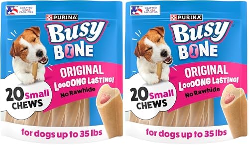 Purina Busy Made in USA Facilities Small Breed Dog Bones, Mini - 20 ct. Pouch (Pack of 2)