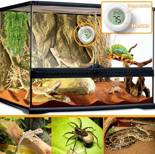 2 PCS White Reptile Thermometer and Humidity Gauge for Bearded Dragon Tank Accessories, Reptile Tank Accessories for Jumping Spider, Leopard Gecko, Hermit Crab, Gecko, Ball Python, Lizard