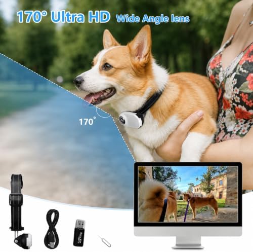 1080P Pet POV Camera for Cats & Dogs, Wearable Collar Video Recorder, Compact Body Camera for Outdoor Adventures, Indoor Playtime & Daily Activities, No WiFi Required, Gift for Pet Owners