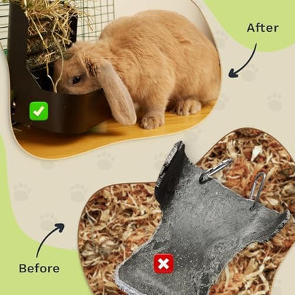 Hay and Food Feeder for Rabbit, Guinea Pig, Bunny, Chinchilla, Heavy Duty Metal Bin 5.5 x 5.5 x 7 inch (Pack of 1)