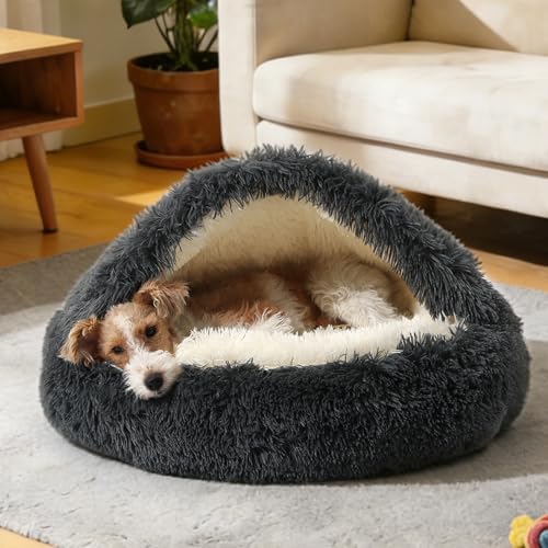 NOYAL Hooded Donut Bed, Calming Cave for Cats & Small Dogs