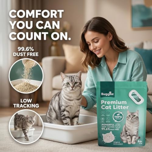 Tofu Cat Litter, Flushable Cat Litter, Low Tracking, Clumping, 18lb