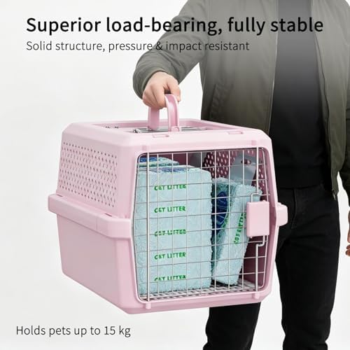 RIZZARI 22" Hard Cat Carrier: Travel Kennel for Cats & Small Dogs