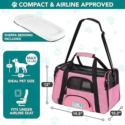 PetAmi Airline Approved Pet Carrier for Cats & Small Dogs, Large, Pink