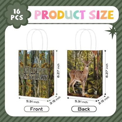 16 Pcs Deer Hunting Birthday Party Favor Bags Camo Forest Buck Goodie Bags