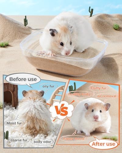 Hamster Bath Sand, 18oz Natural Desert Sand for Gerbil & Syrian Mice, Brown