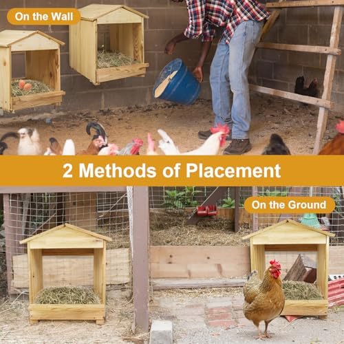 Chicken Nesting Box 2 Compartments - Wall Mount Wooden Egg Laying Nest Box for Chicken Coop, Easy to Assemble & Versatile Use for Hens, Ducks, Chickens