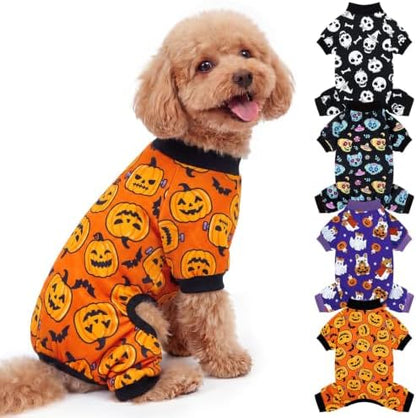 XPUDAC 4 Pack Halloween Dog Clothes Puppy Pajamas for Small Dogs, M