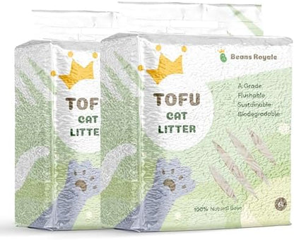 2pcs Pack (6L x 2) Tofu Cat Litter, Clumping Kitty Litter, Flushable,Pea Fiber,Dust Free, Odor Control, Low Tracking, Lightweight (Milky)