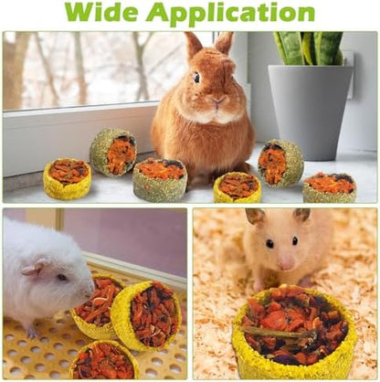 Apatal6 Pcs Rabbit Chew Toys Natural Baked Grass & Pumpkins Rabbit Treats Teeth Grinding Guinea Pig Treats Bunny Molar Toys for Guinea Pigs Bunny Hamster Chinchillas Gerbils