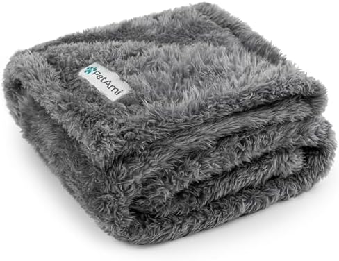 PetAmi Soft Plush Sherpa Dog Blanket for Pet Cat, Medium 29x40, Grey