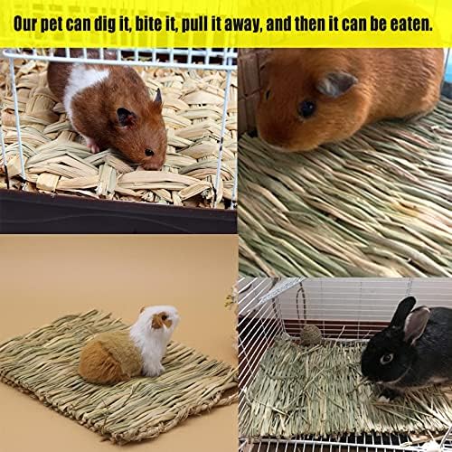 Hamiledyi Hay Mats for Rabbits, 20 Pack Woven Straw Bunny Grass Bed