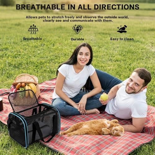 Cat Dog Pet Carriers Soft-Sided Cats Bag Animal Carriers Puppy Carrying Bag TSA Airline Approved Dog Carrier Soft Sided, Collapsible Travel Carriers for Big Cats/Small Dogs Up to 16lbs 17 * 11 * 11
