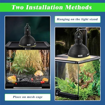LUCKY HERP Reptile Light Fixture 8.1inch- Lightweight Aluminum Reflector Dome Reptile Light Fixture, Reptile Heat Lamp Fixture for UVB Light Bulb Basking Bulb Heat Bulb